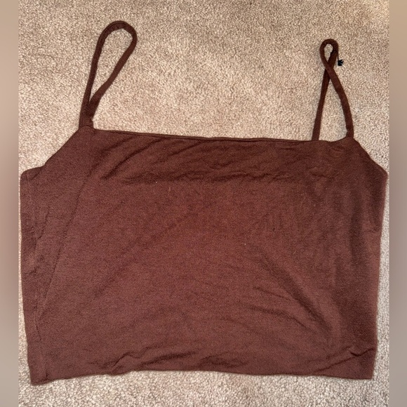 NAKED WARDROBE SOLID VIBES CHOCOLATE BROWN CROP TANK XL - Picture 8 of 9